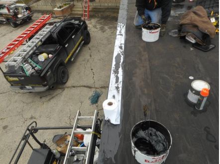 Commercial Roof Leak, Roof Edge Repair with Karnak 229 AR and Polyester, Pic 3